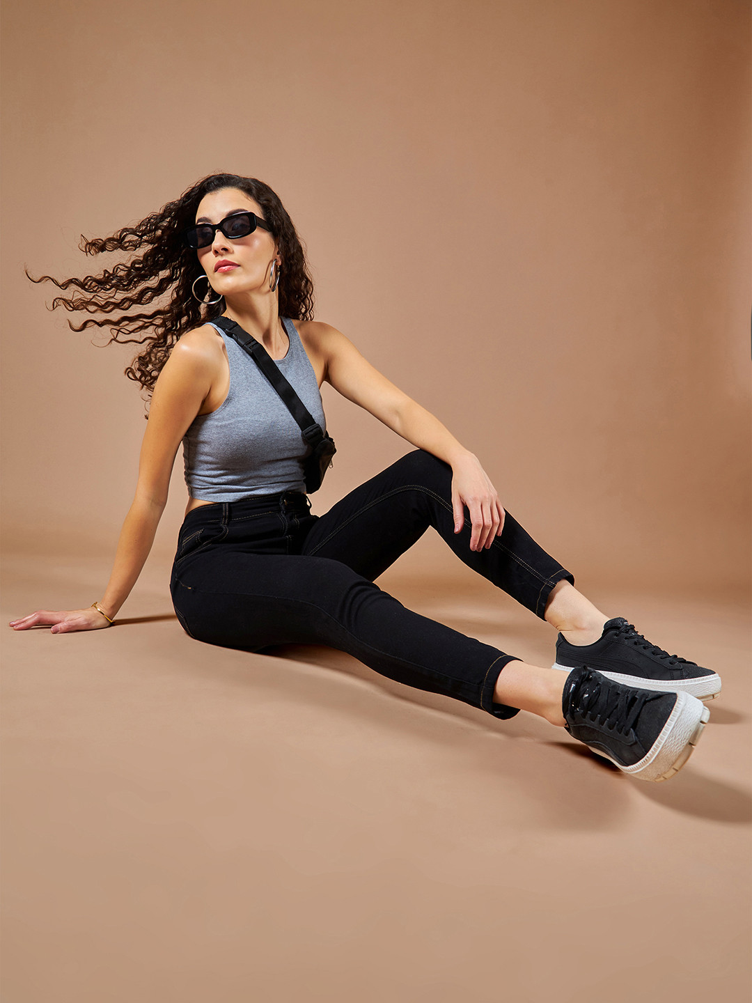 DOLCE CRUDO Women Skinny Fit High-Rise Heavy Fade Stretchable Jeans