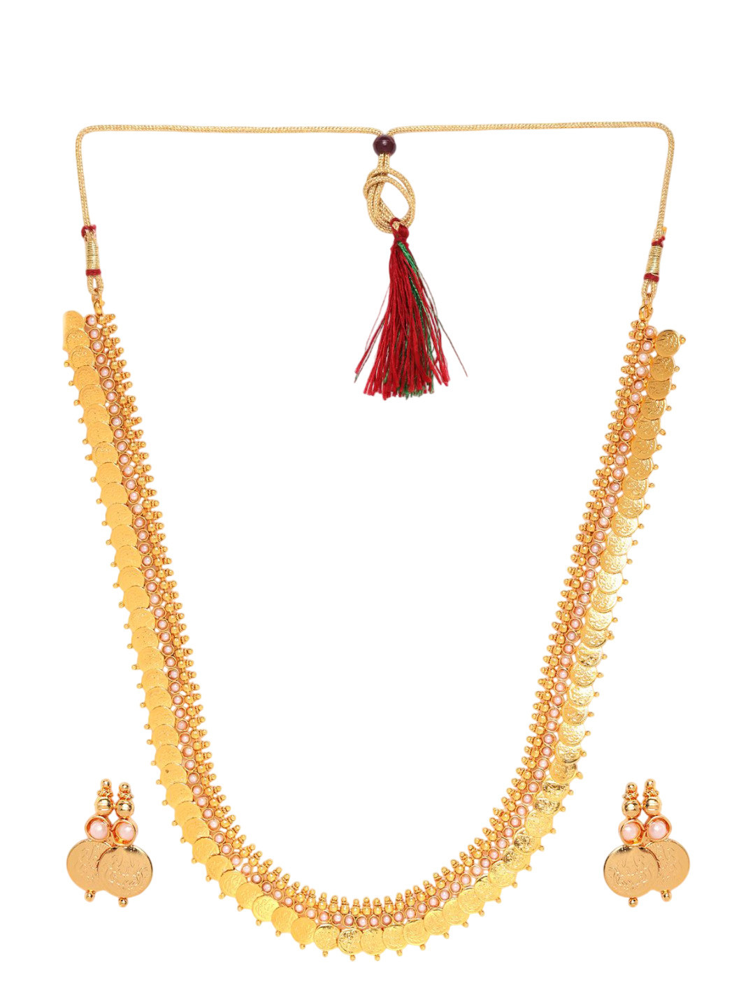 DIVASTRI Gold-Plated Artificial Beaded Temple Jewellery Set