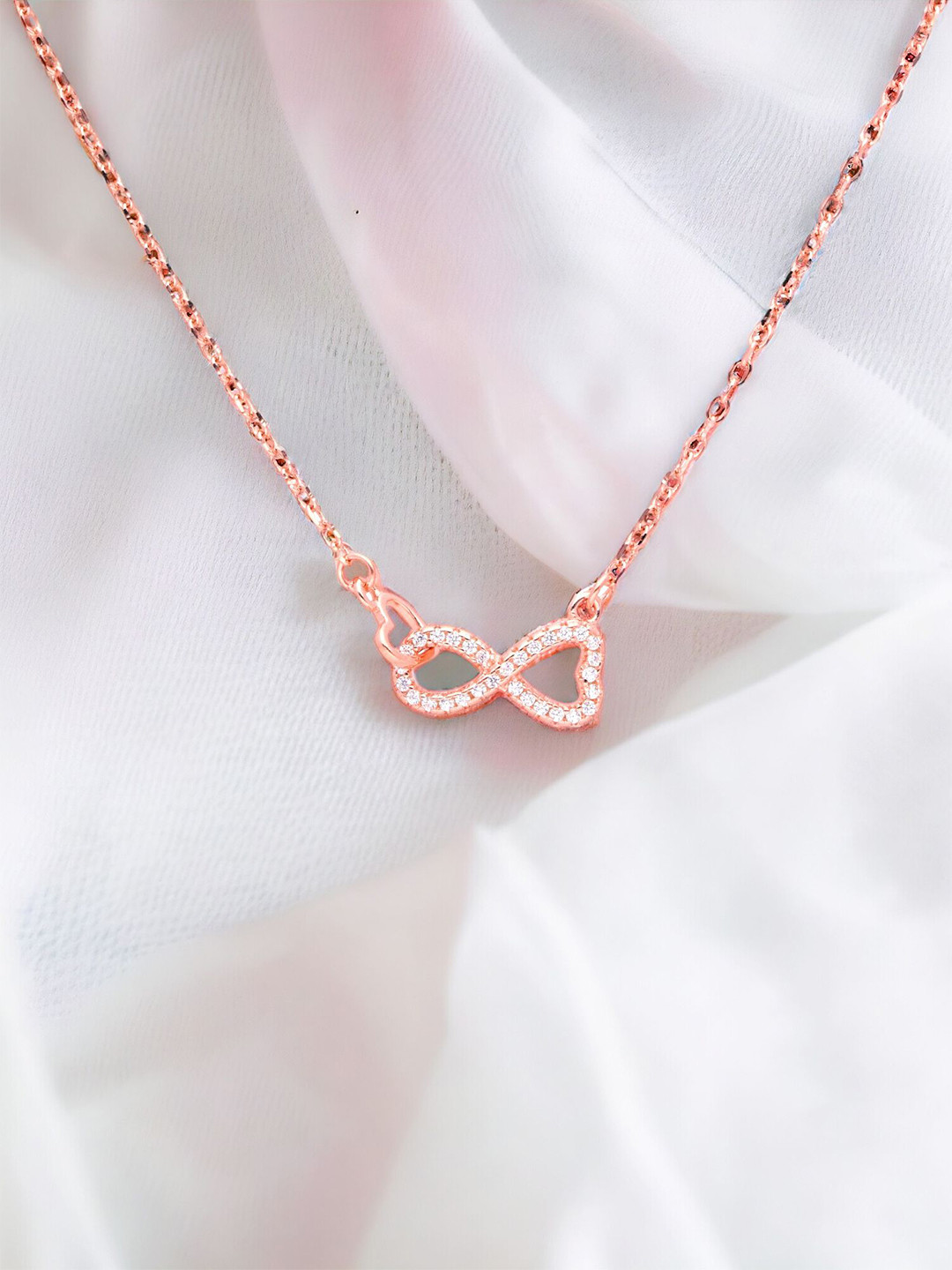Luxevogue 925 Sterling Silver 18K Rose Gold Plated Infinite Love Pendant Necklace with Chain