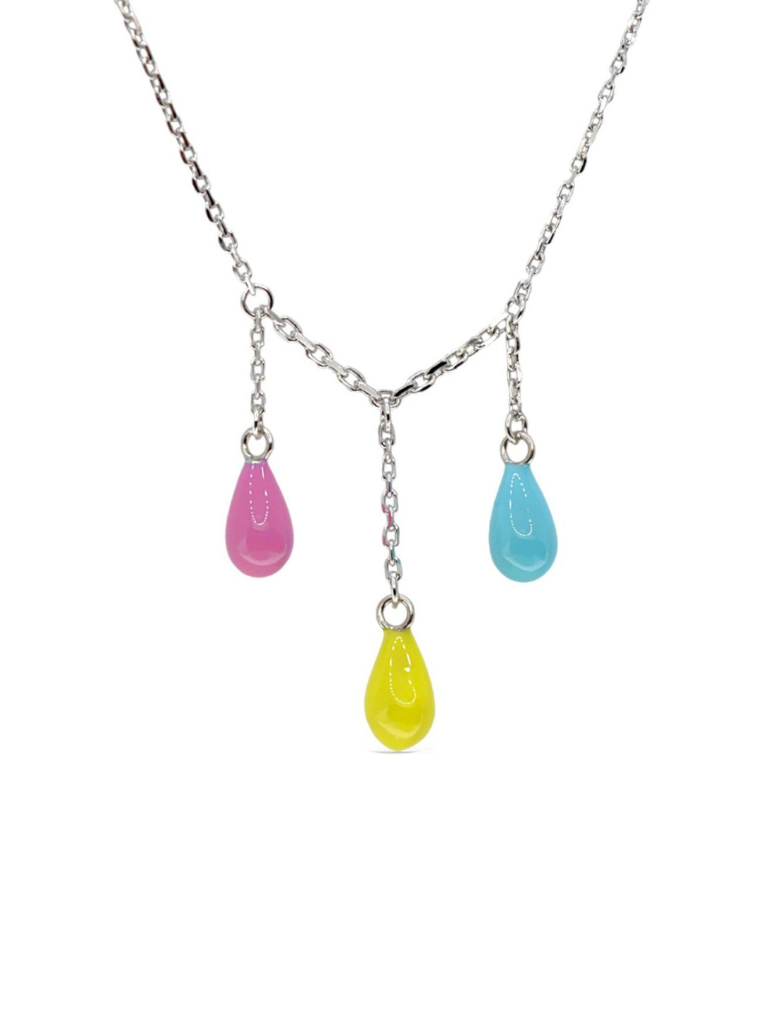 Luxevogue 925 Sterling Silver White Rhodium Plated Teardrop Necklace for Girls