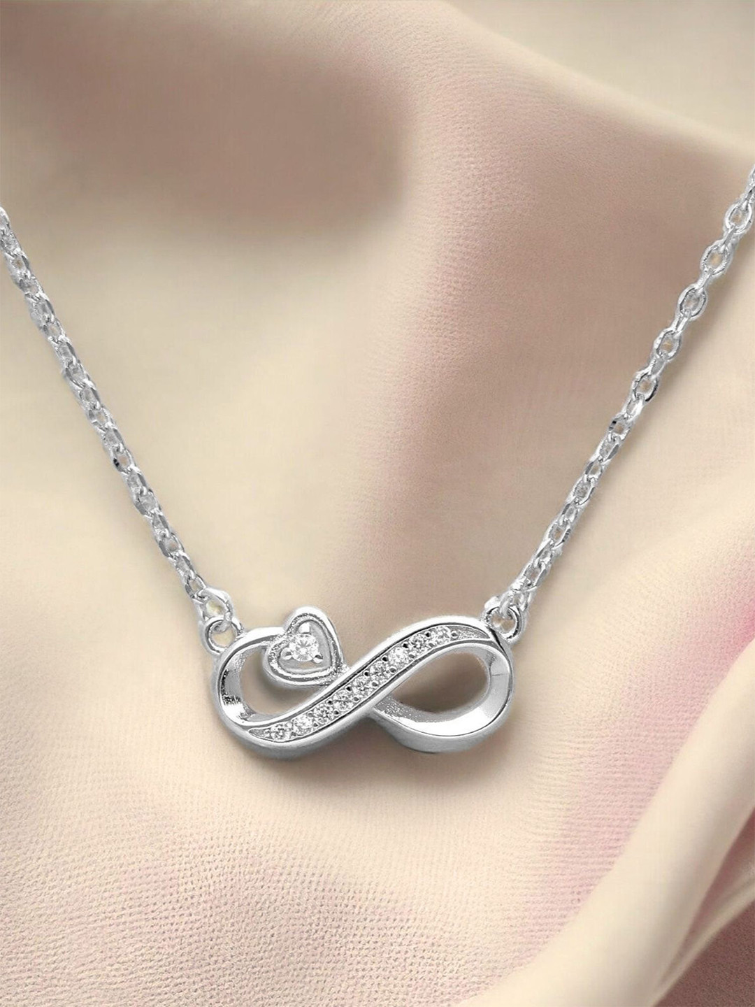 Luxevogue 925 Silver White Boundless Affection Pendant Necklace with Rhodium Plating