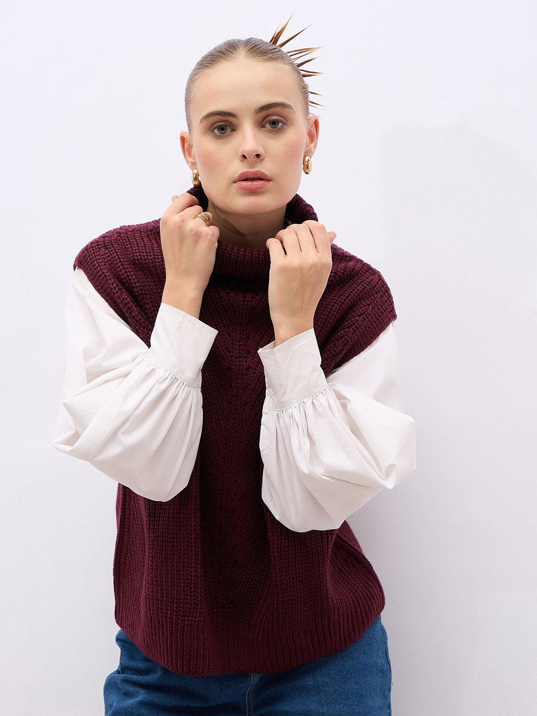 Styli Women Turtle Neck Short Sleeves Sweater