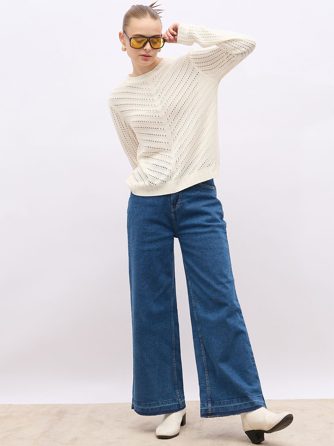 Styli Women Regular Length Regular Fit Long Sleeves Textured Sweater