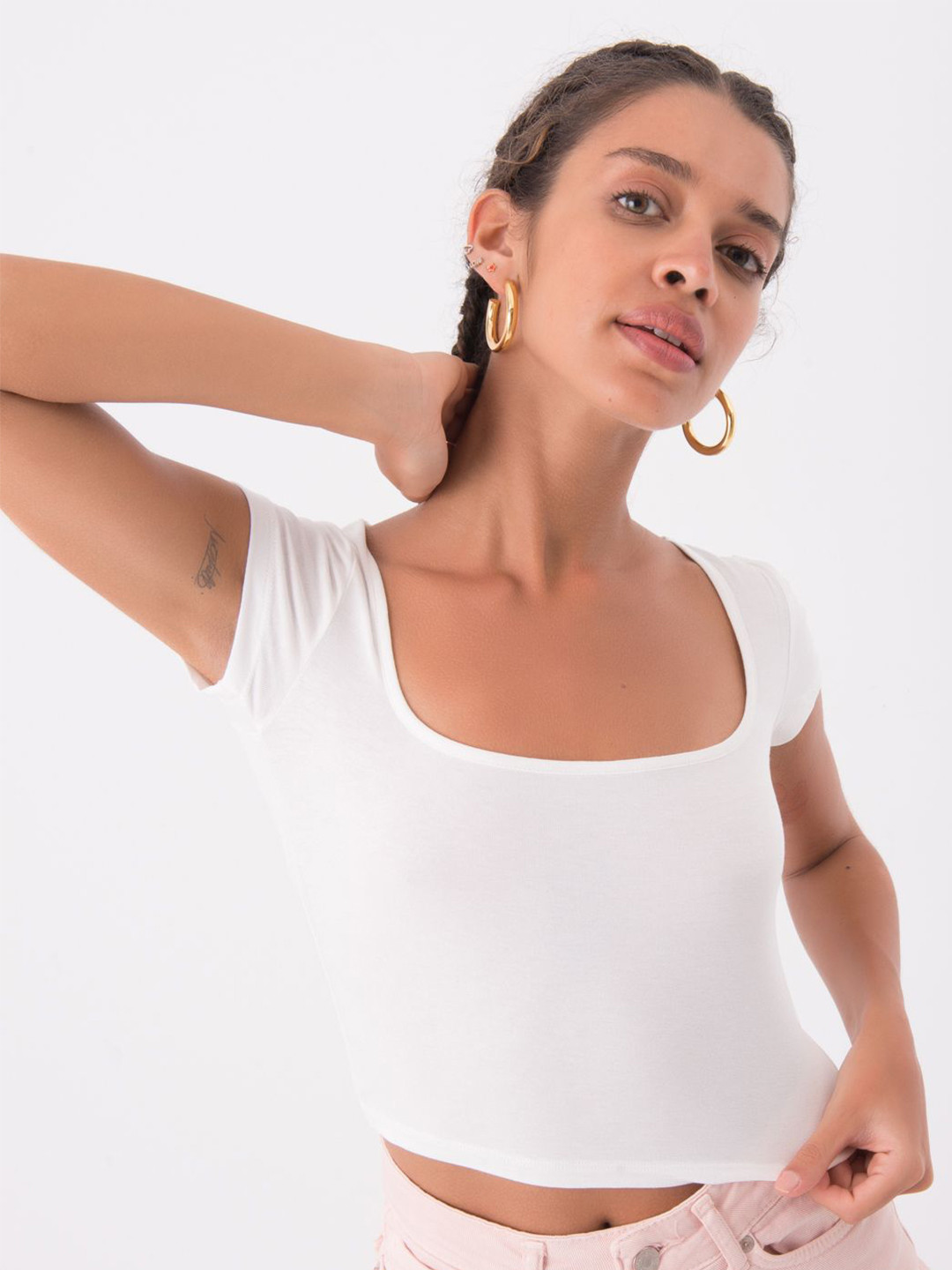 Fashion Gaiia Women Short Sleeve Crop Tank Top