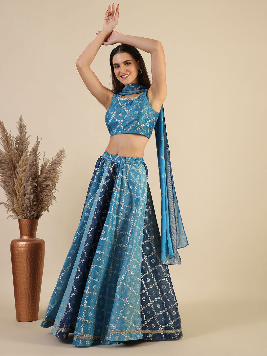 AURELIA Printed Ready to Wear Lehenga & Blouse With Dupatta