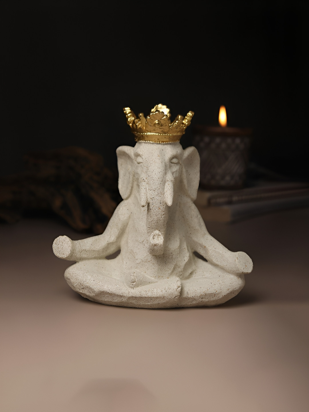 HABERE INDIA Showpiece Collection Grey Polyresin Natural Prayer Room Small Showpiece - 7.1 Inches