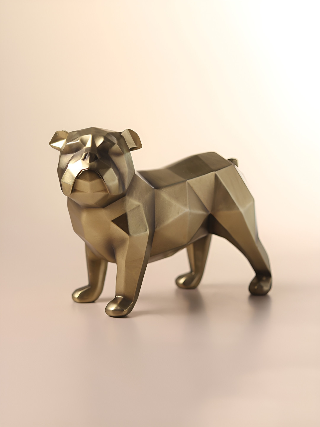 HABERE INDIA Bull Dog Gold Polyresin Natural Living Room Small Showpiece - 4.7 Inches