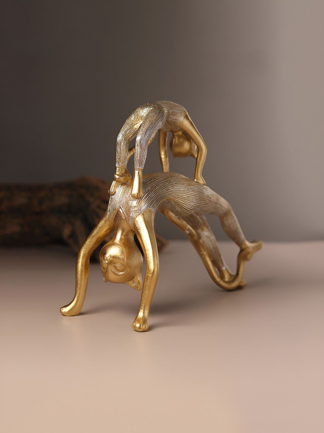 HABERE INDIA Gold Polyresin Glossy Living Room Small Showpiece - 7.9 Inches