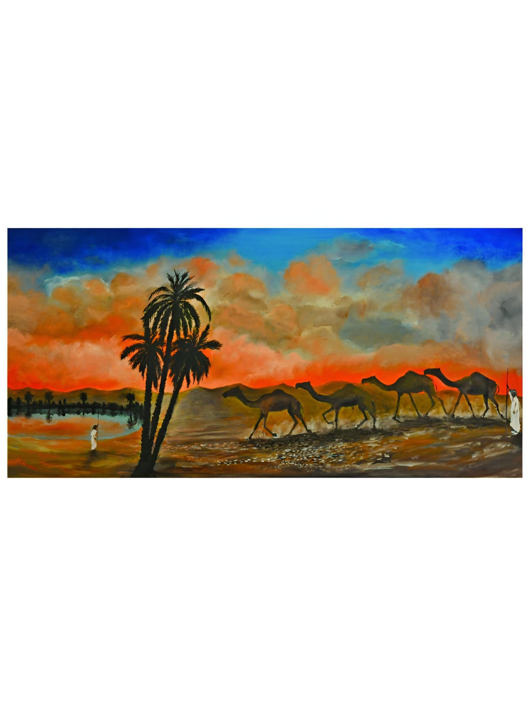 Inephos Brown & Blue 4 Piece Wood Other Vinyl Wall Paintings