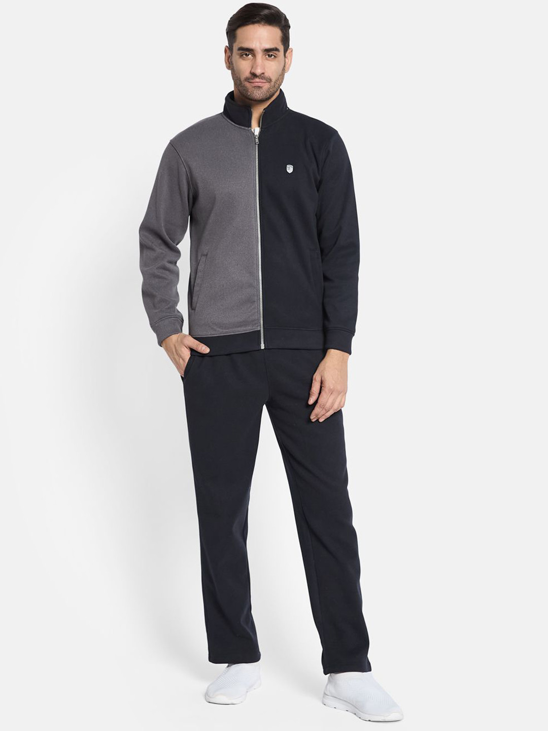 Octave Men Colourblocked Zipper Jacket With Track Pants Tracksuit