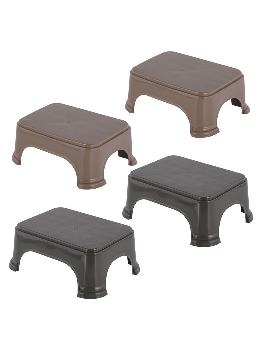 Kuber Industries 4-Pcs Grey & Brown Strong Durable Bathroom Stools