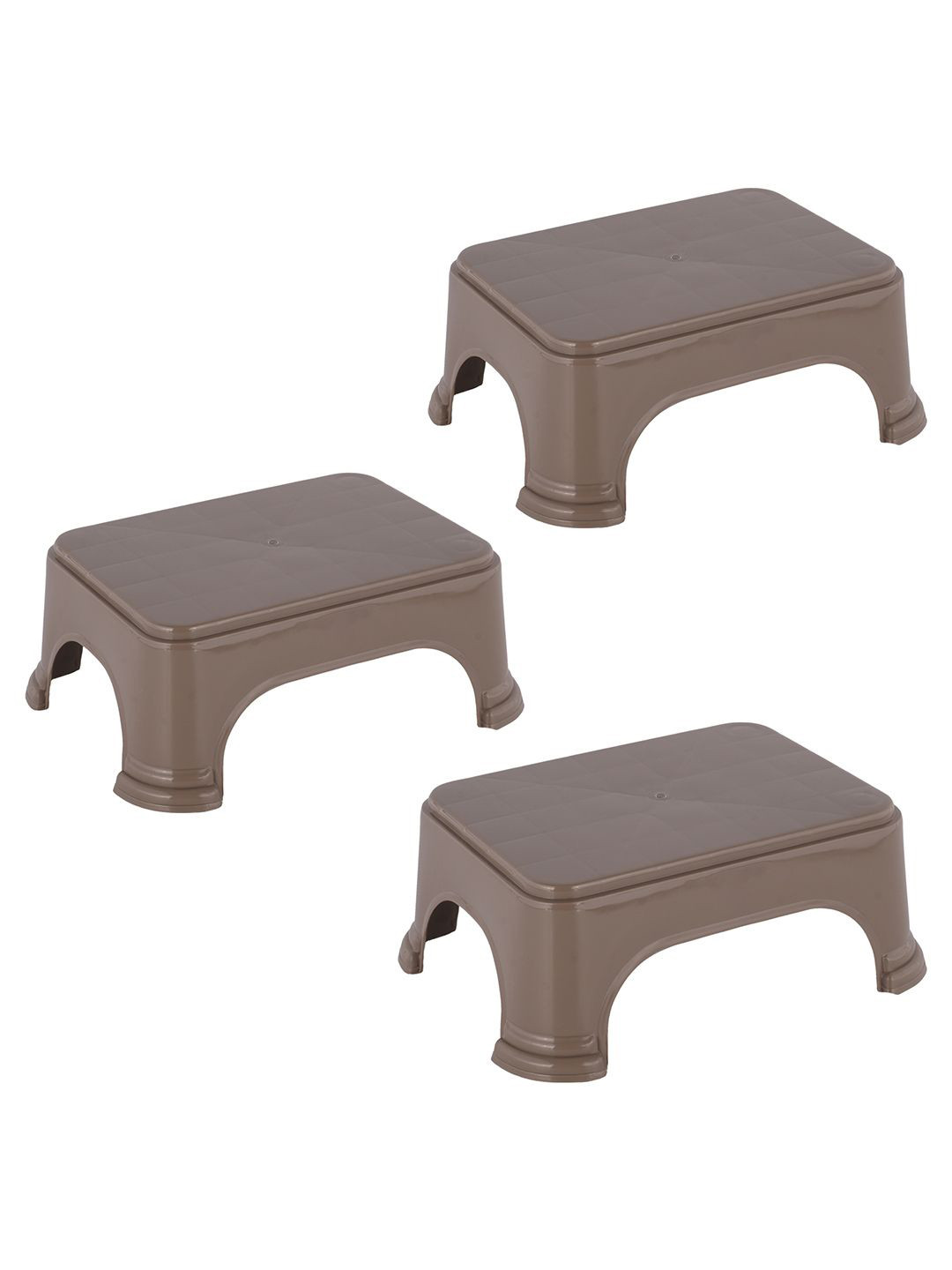 Kuber Industries 3-Pcs Brown Strong & Durable Bathroom Stools