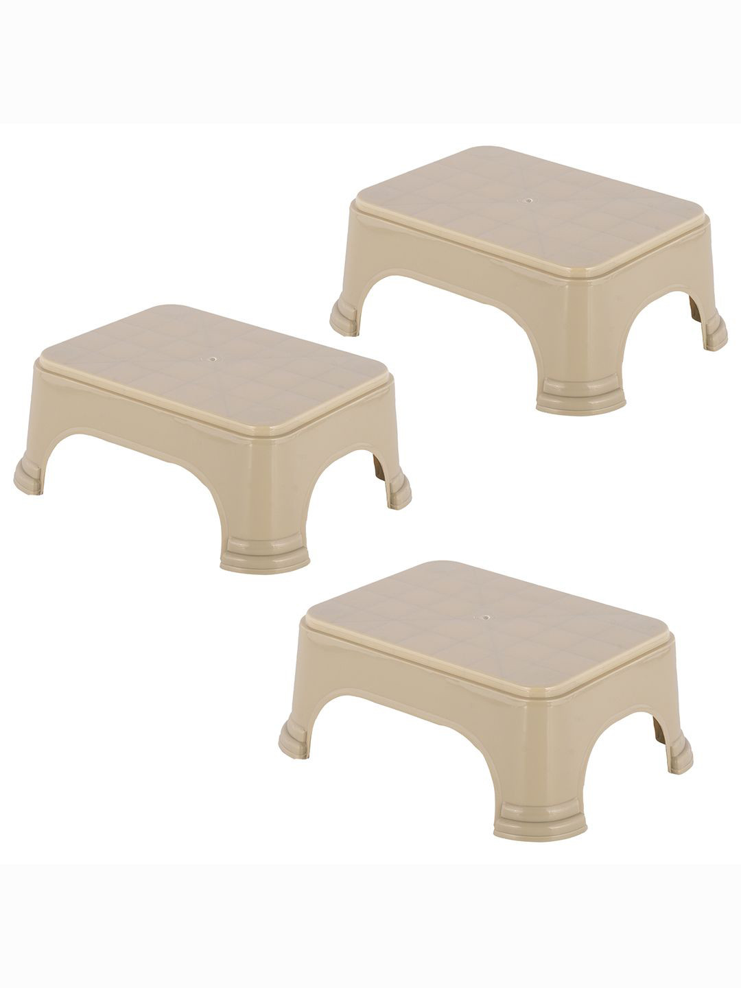 Kuber Industries 3-Pcs Beige Strong Durable Bathroom Stools