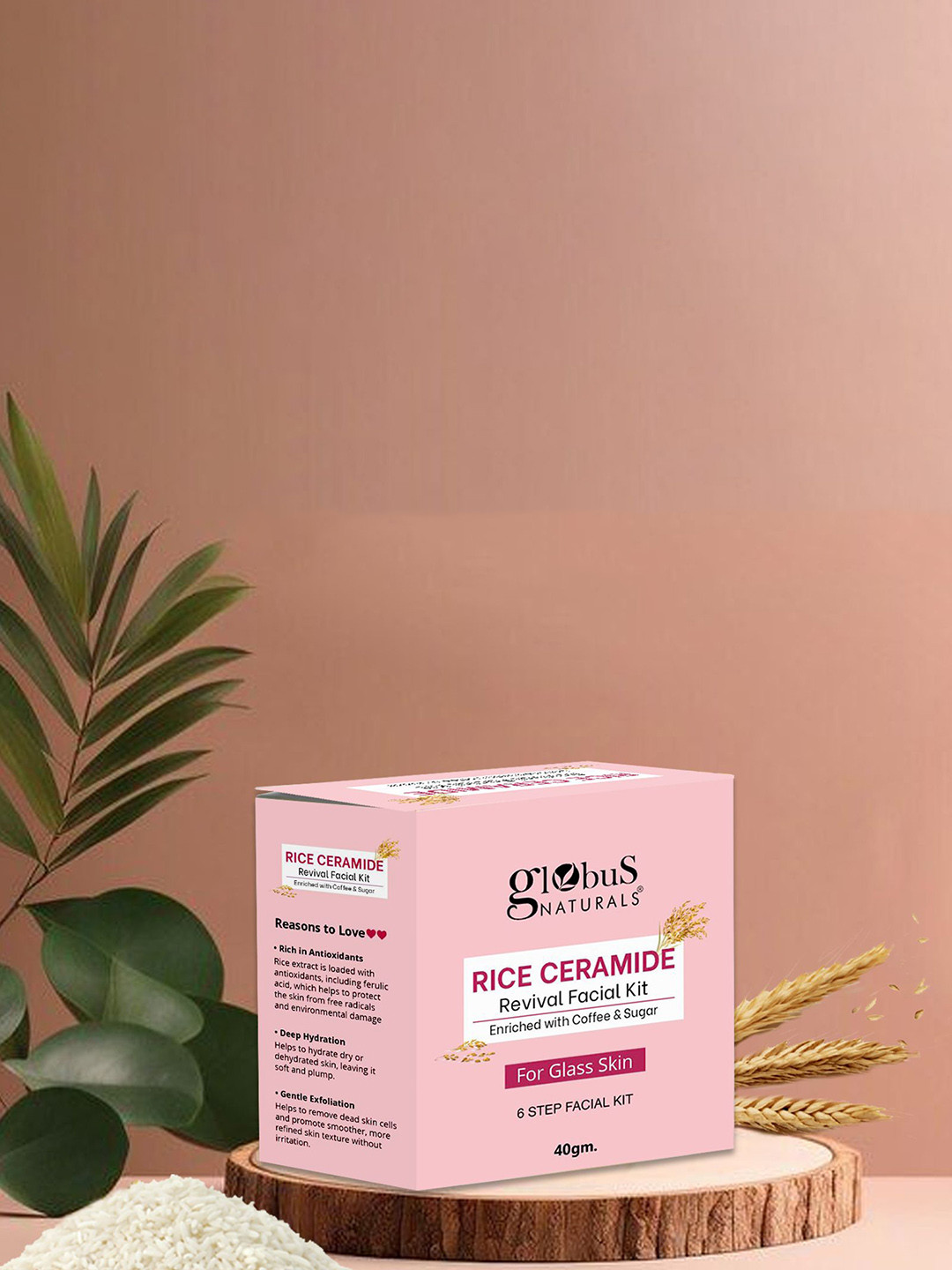 Globus naturals Set Of 5 Rice Ceramide 6 Step Facial Kit For Korean Glass Skin- 40 g Each