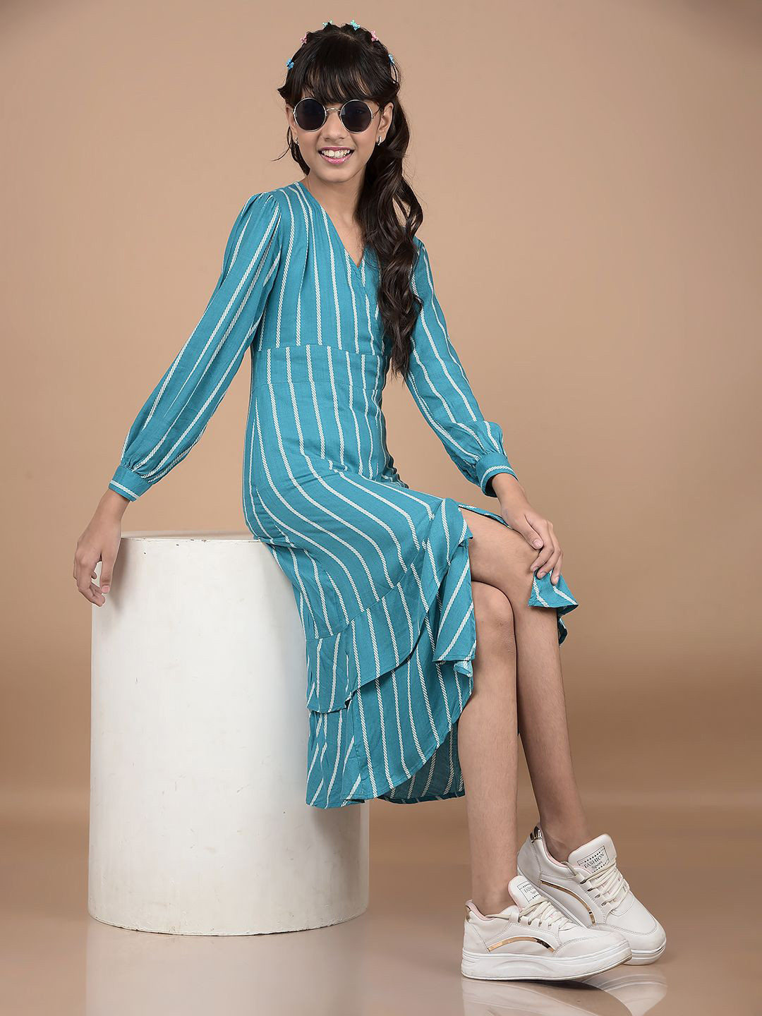 Crimsoune Club Girls Striped Sheath Midi Dress