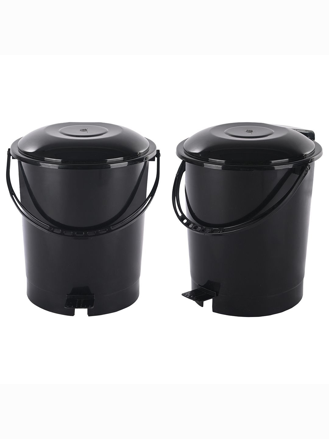 Kuber Industries 2-Pcs Black Check Dhakkan Pedal Dustbins - 7 Ltrs