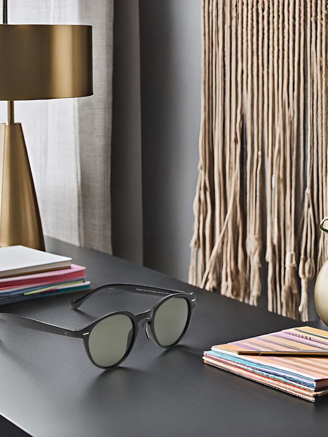 SUNNIES Unisex Round Sunglasses with UV Protected Lens SNS-013-C6(A)-Black-Green-1