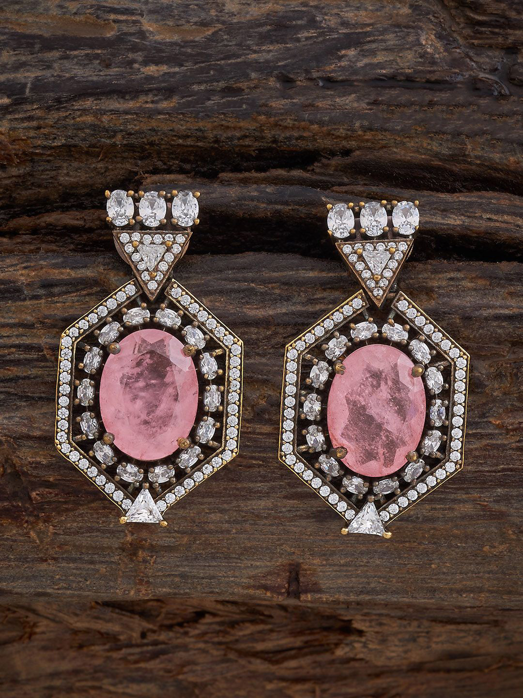 Kushal's Fashion Jewellery Ruby Rhodium Gold-Embellished Bridal Party Zircon Pendant Set