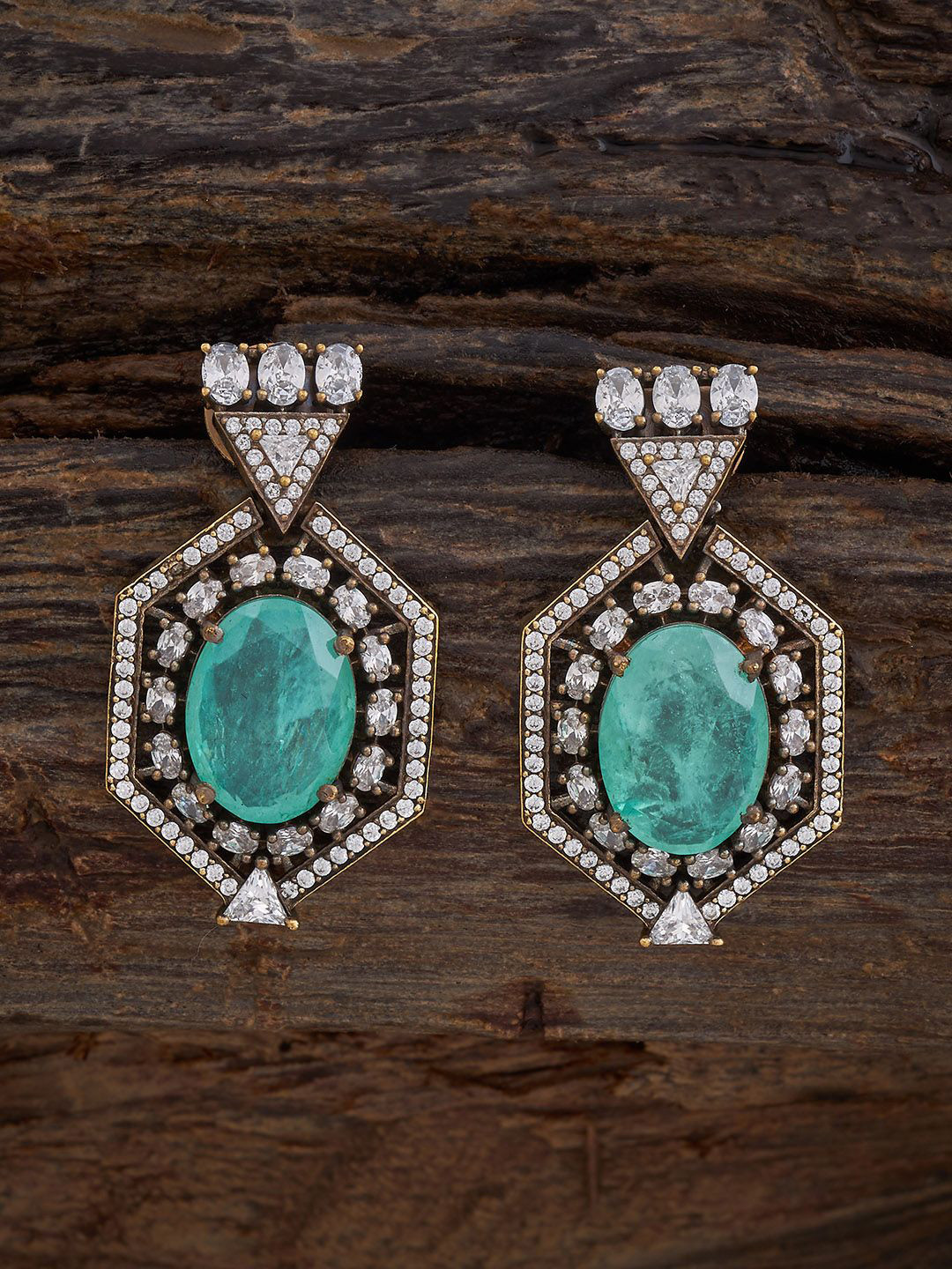 Kushal's Fashion Jewellery Embellished Bridal Pink Contemporary Cubic Zircon Drop Earrings