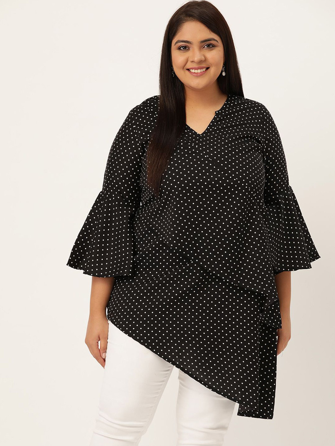 theRebelinme Women Plus Size Asymmetrical Longline Top