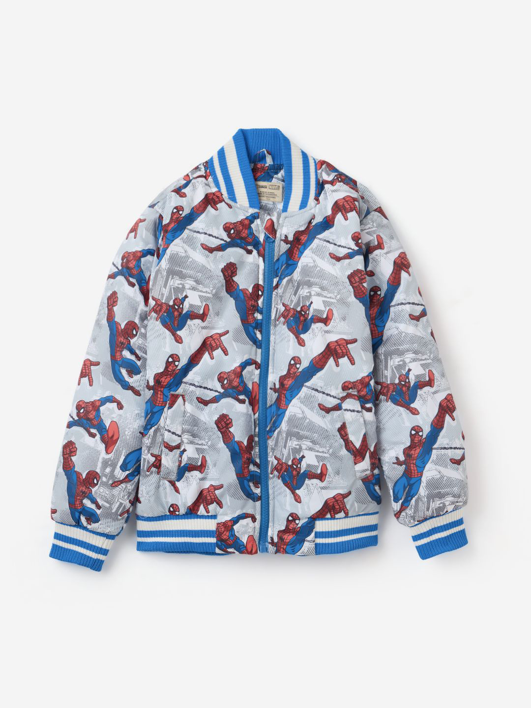 The Souled Store Boys Stand Collar Graphic Printed Casual Lightweight Bomber Jacket
