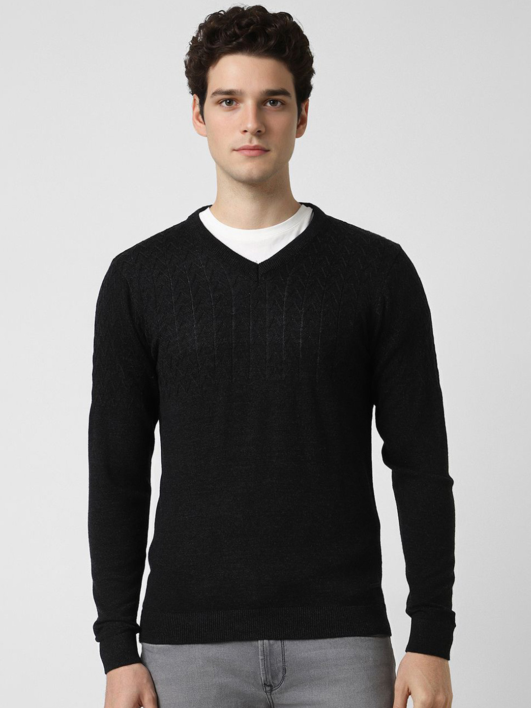 Peter England Elite Men V-Neck Pullover Sweaters