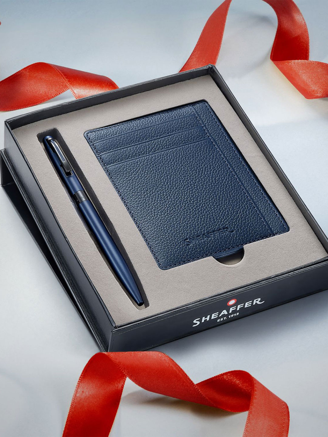 Sheaffer Blue with Black Trim G9018 Reminder Ballpoint Pen with Credit Card Holder Giftset