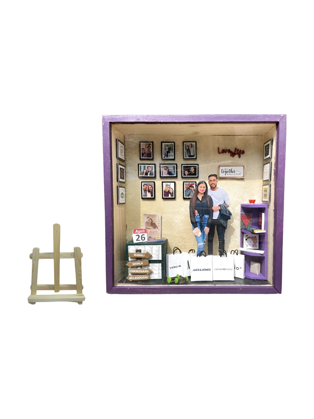 khushi kart Beige & Black 8 to 12 Pieces Acrylic Table Photo Frames
