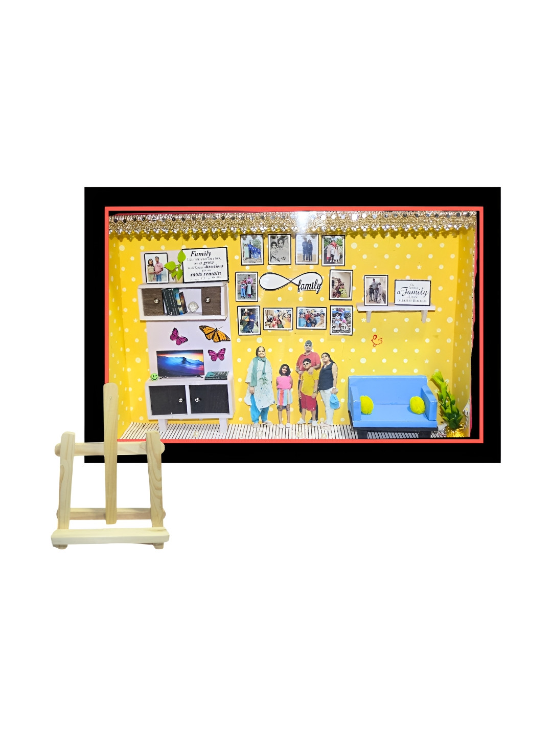khushi kart Black & Yellow 8 to 12 Pieces Acrylic Table Photo Frames