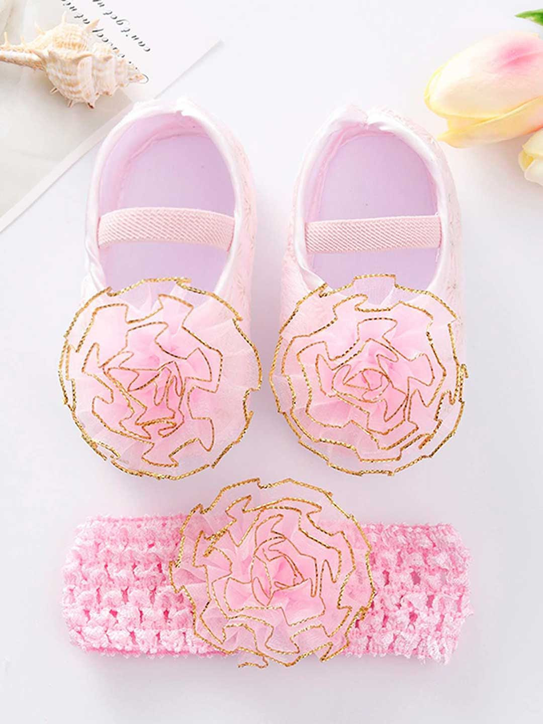 SYGA Infant Girls Cute Bow Booties With Hairband