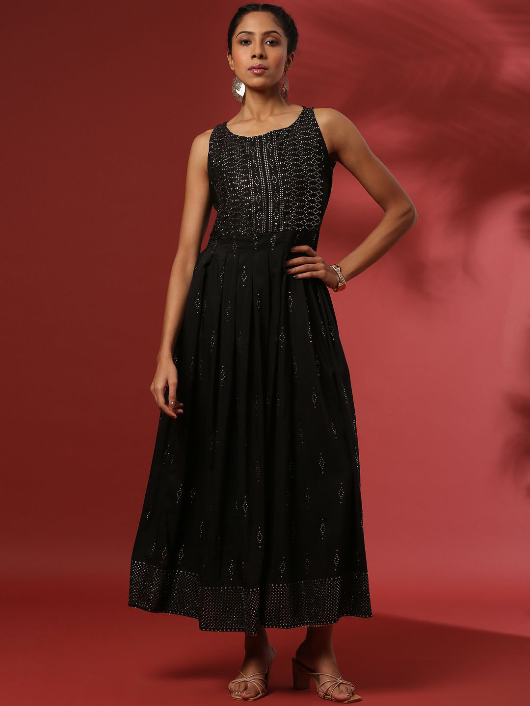 Abhishti Women Sleeveless Mukaish work dress Jumpsuit