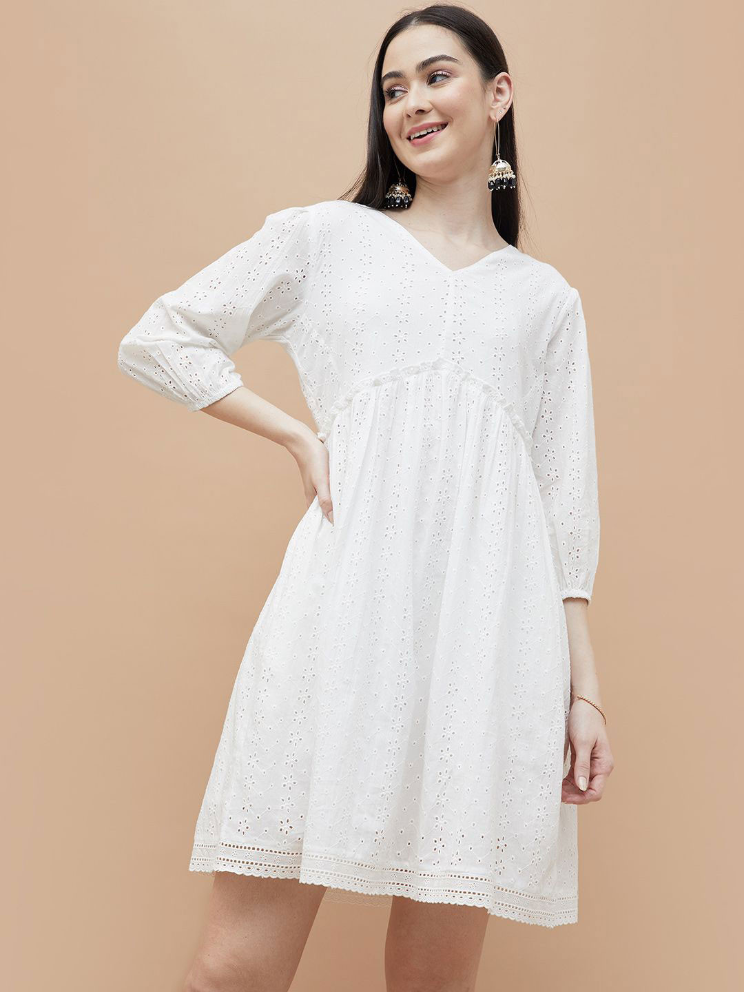 Colour Me by Melange Women Cotton Fit and Flare Mini Dress