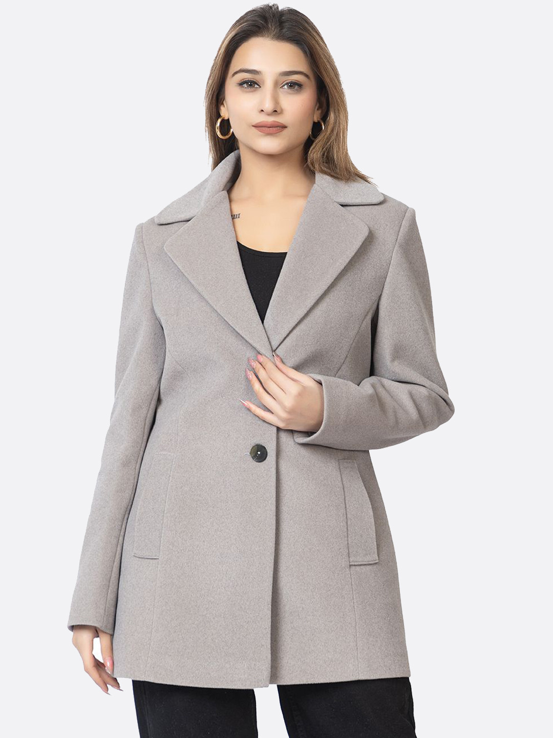 ELEVEIGHT Women Single-Breasted Overcoat