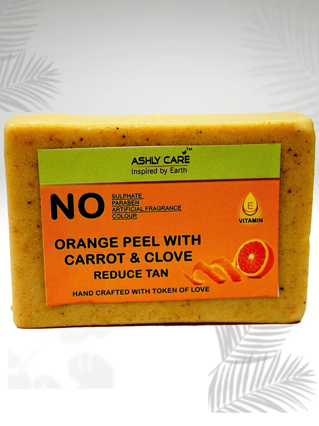 ASHLY CARE Orange Peel With Carrot & Clove Essential Oil Handmade Soap Bar - 100 g