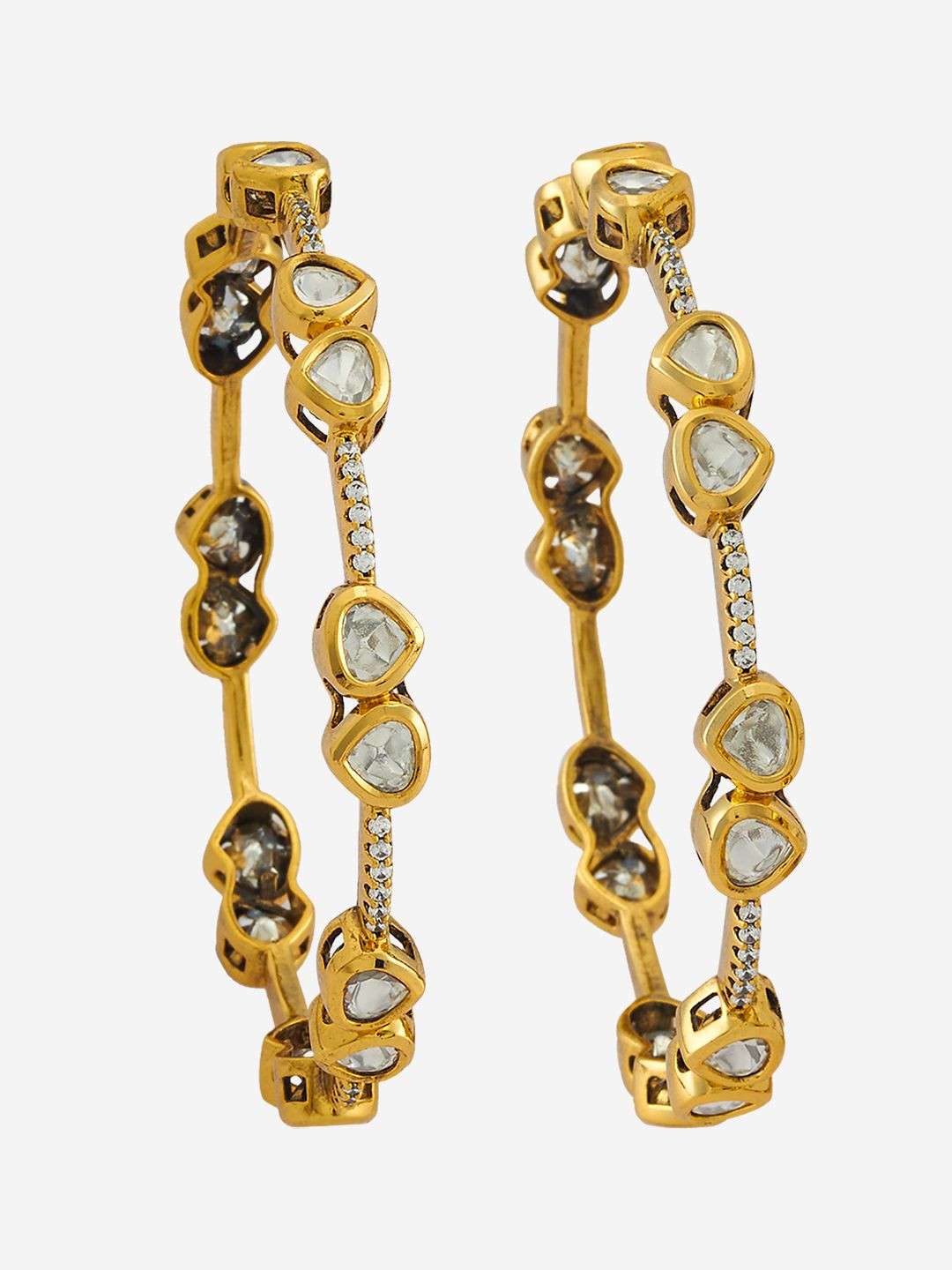 Kushal's Fashion Jewellery Embellished Bridal Victorian Plated Party Kundan Bangles