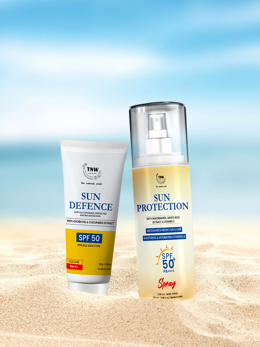 TNW the natural wash Set of Sun Defence Cream - 50g & Sun Protection Spray - 100ml
