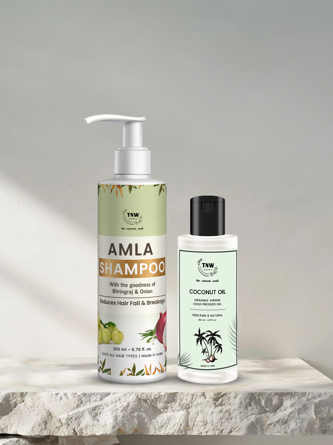 TNW the natural wash Set of Virgin Cold Pressed Coconut Oil 100ml & Amla Shampoo 200ml