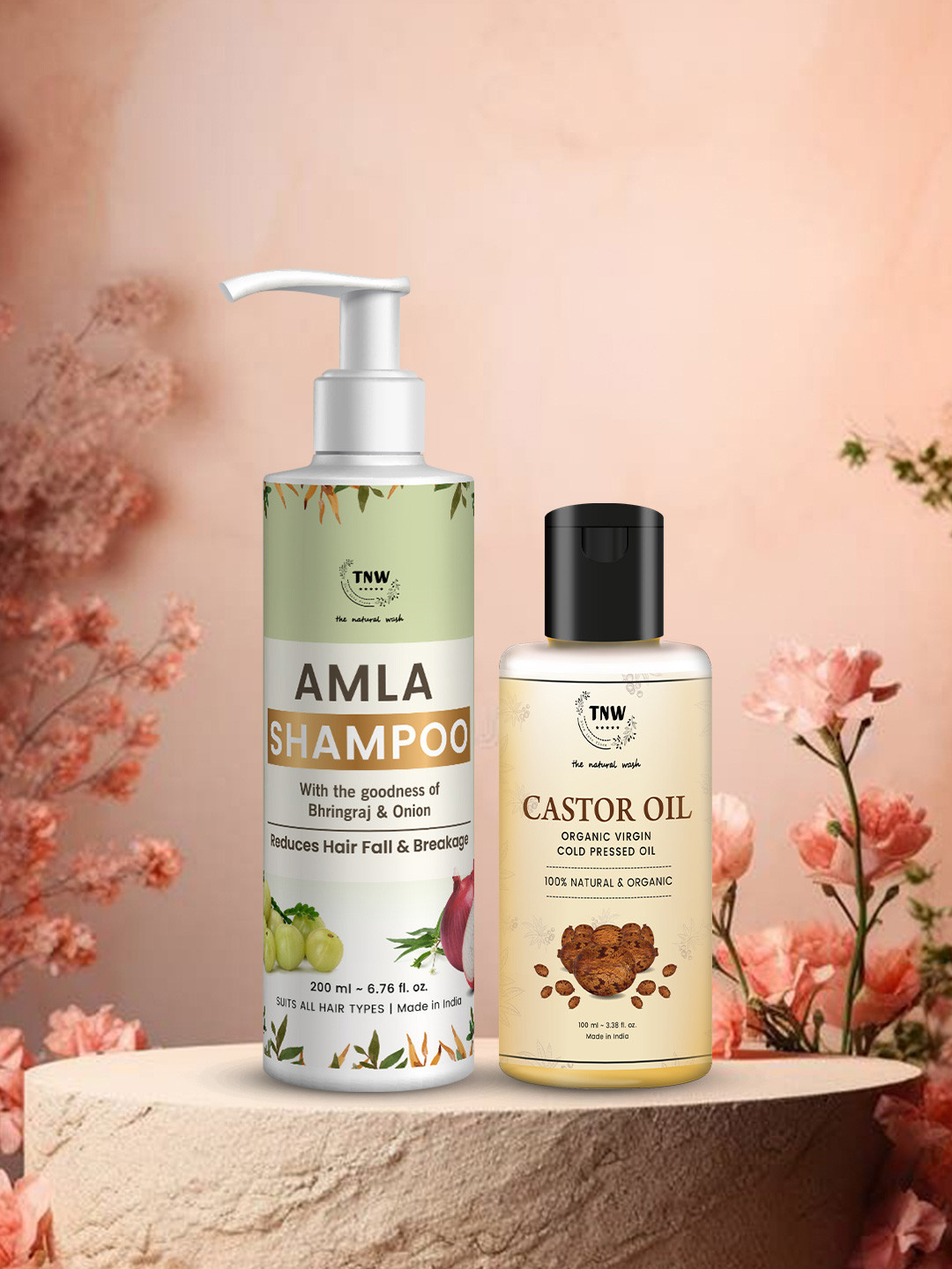 TNW the natural wash Set of Virgin Cold Pressed Castor Oil 100ml & Amla Shampoo 200ml