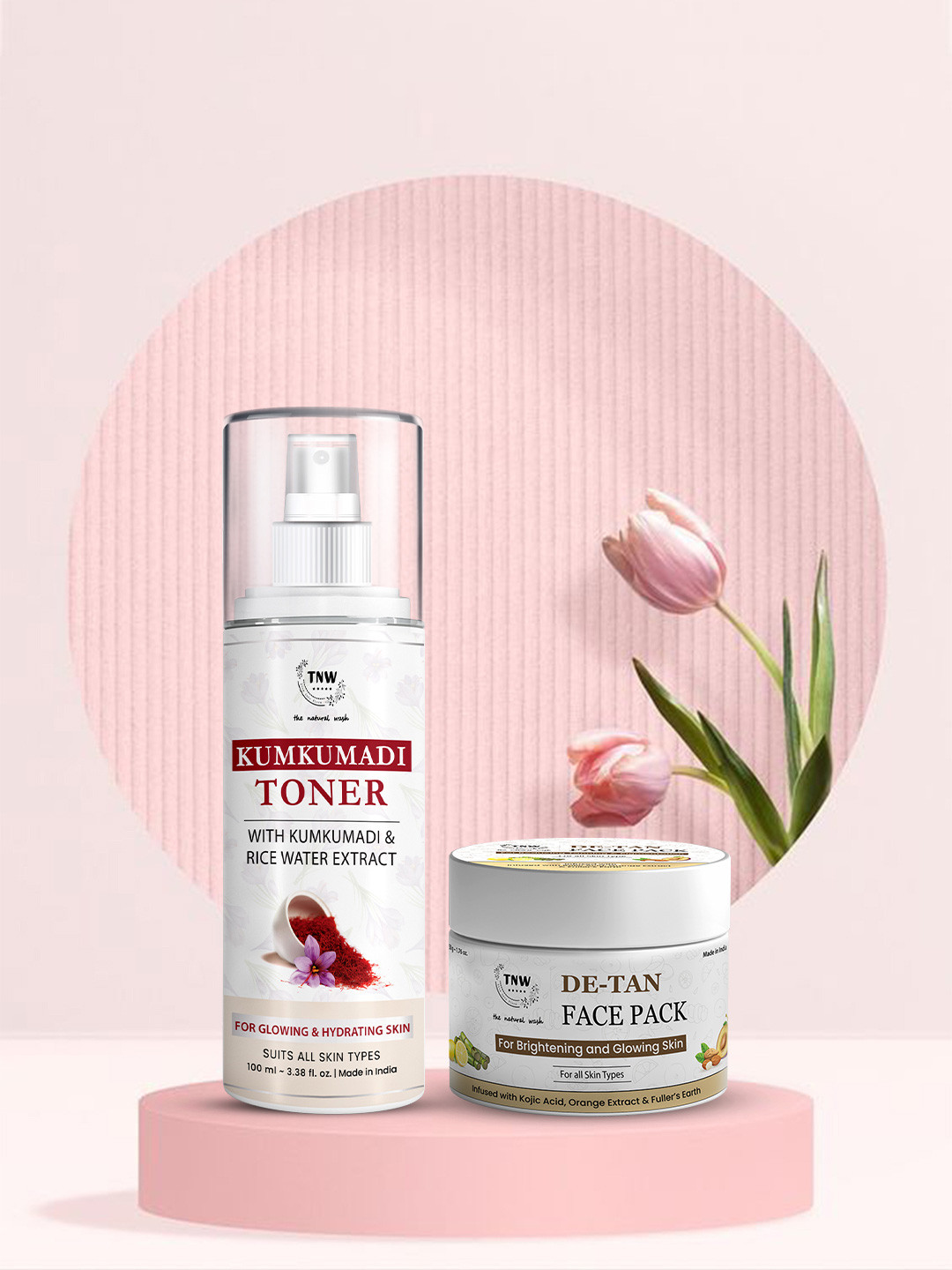 TNW the natural wash Set of Kumkumadi Face Toner 100ml & De-Tan Face Pack 50g