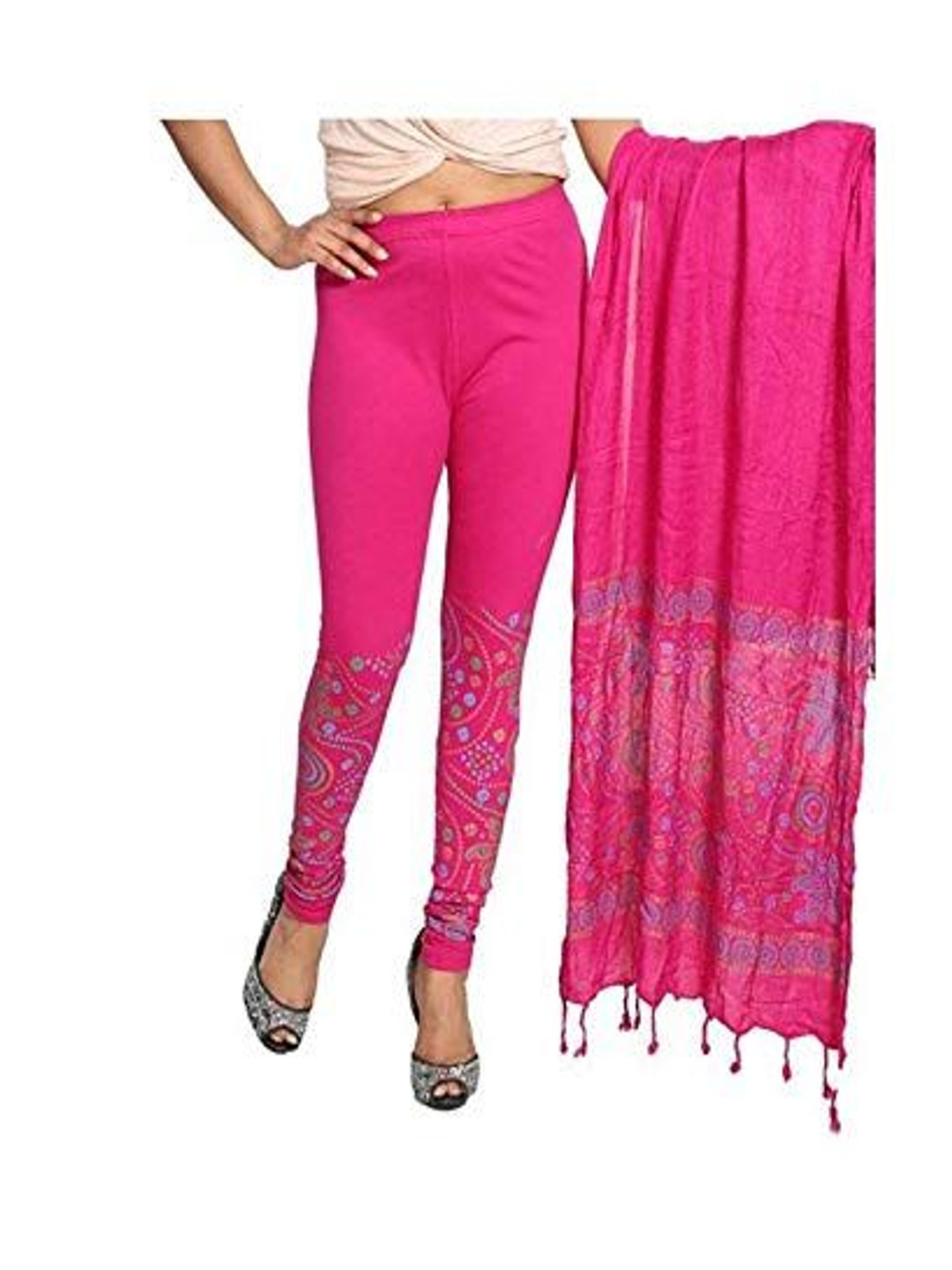 OUTER WEAR AYAM EXPORTS Women Printed Ankle Length Cotton Leggings With Dupatta