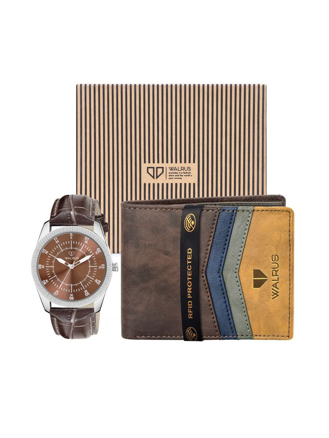 Walrus Men Accessory Gift Set Of Analog Dial Watch Comes with a box