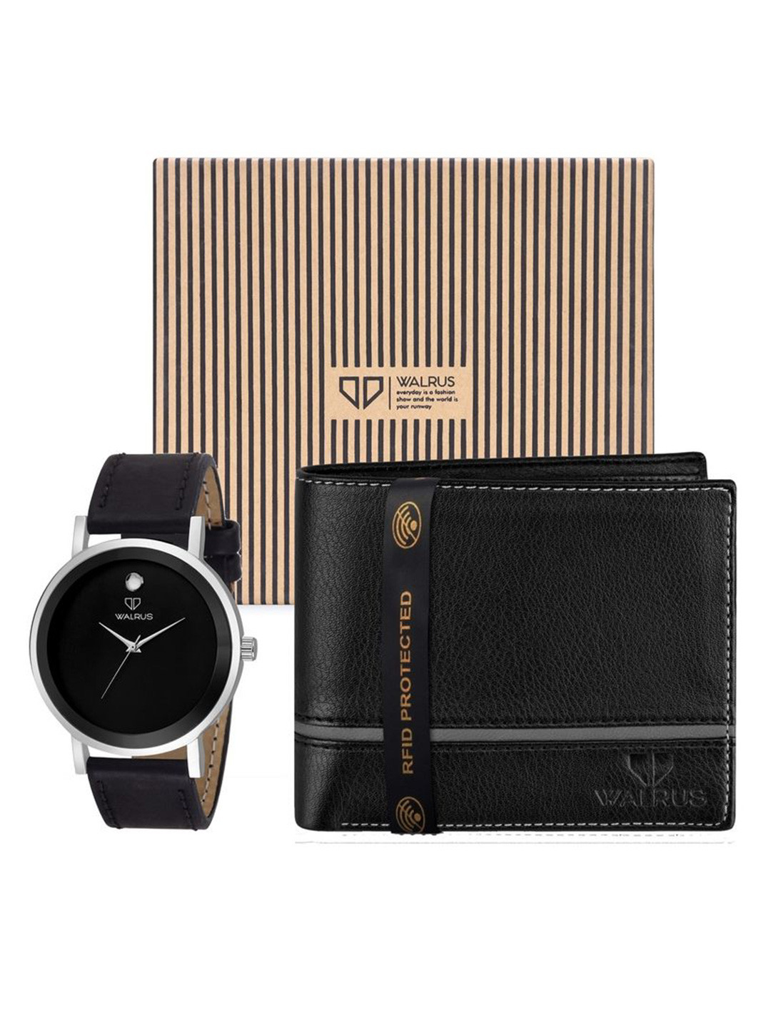 Walrus Men Combo Set Of Analog Dial Watch And Vegan Wallet