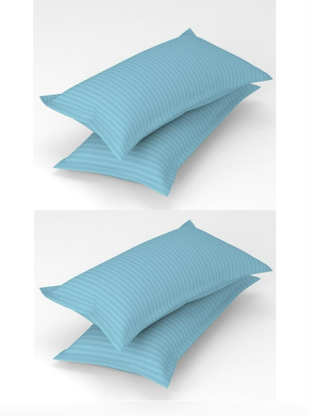 UrbanArts Blue 4 Pieces Striped Pure Cotton Rectangle Pillow Covers