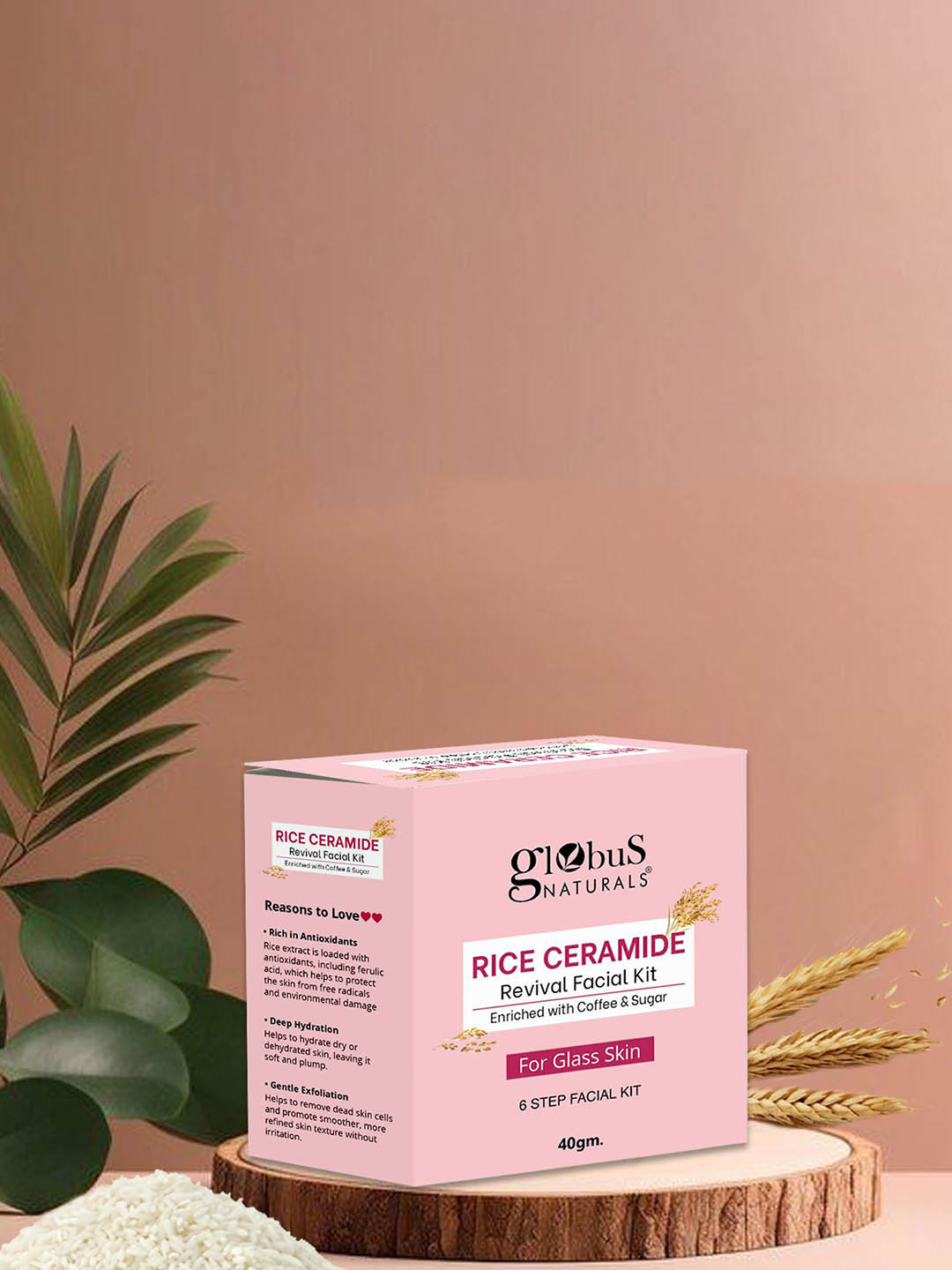 Globus naturals Rice Ceramide 6 Step Facial Kit For Korean Glass Skin- 40 g