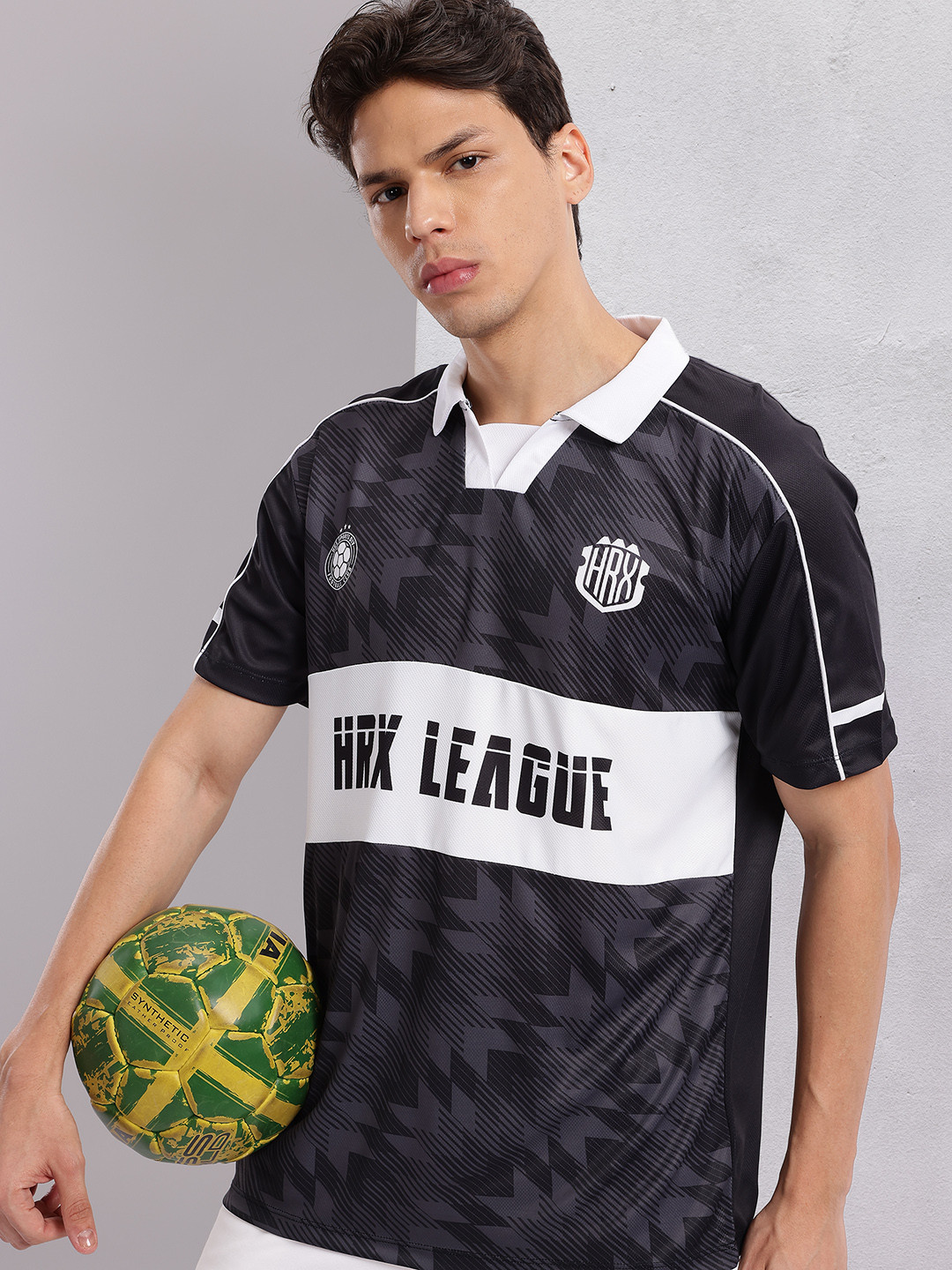 HRX by Hrithik Roshan Abstract & Typography Printed Polo Collar Football T-shirt