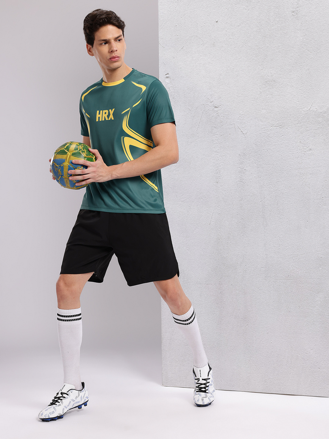 HRX by Hrithik Roshan Brand Logo & Abstract Printed Football T-shirt