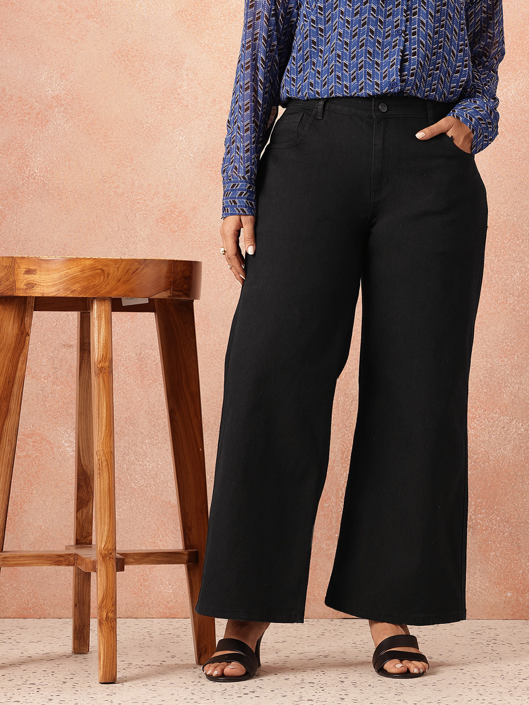 all about you Women Plus Size Wide Leg Stretchable Jeans