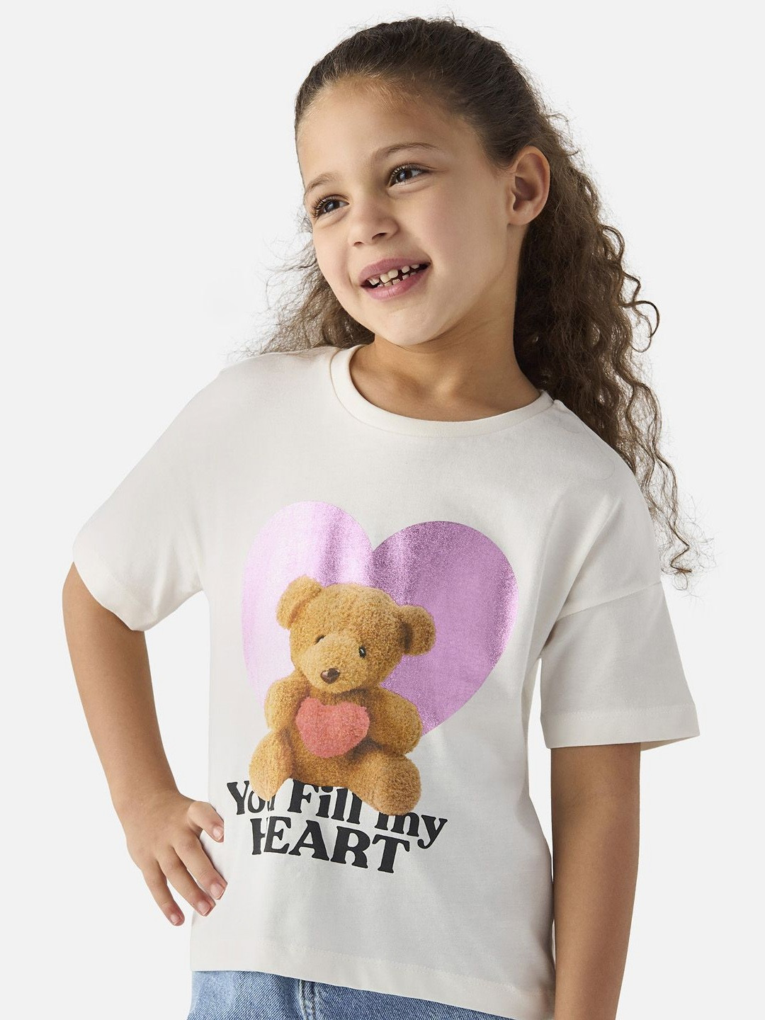 Juniors by Babyshop Girls Typography Printed Round Neck Cotton T-shirt