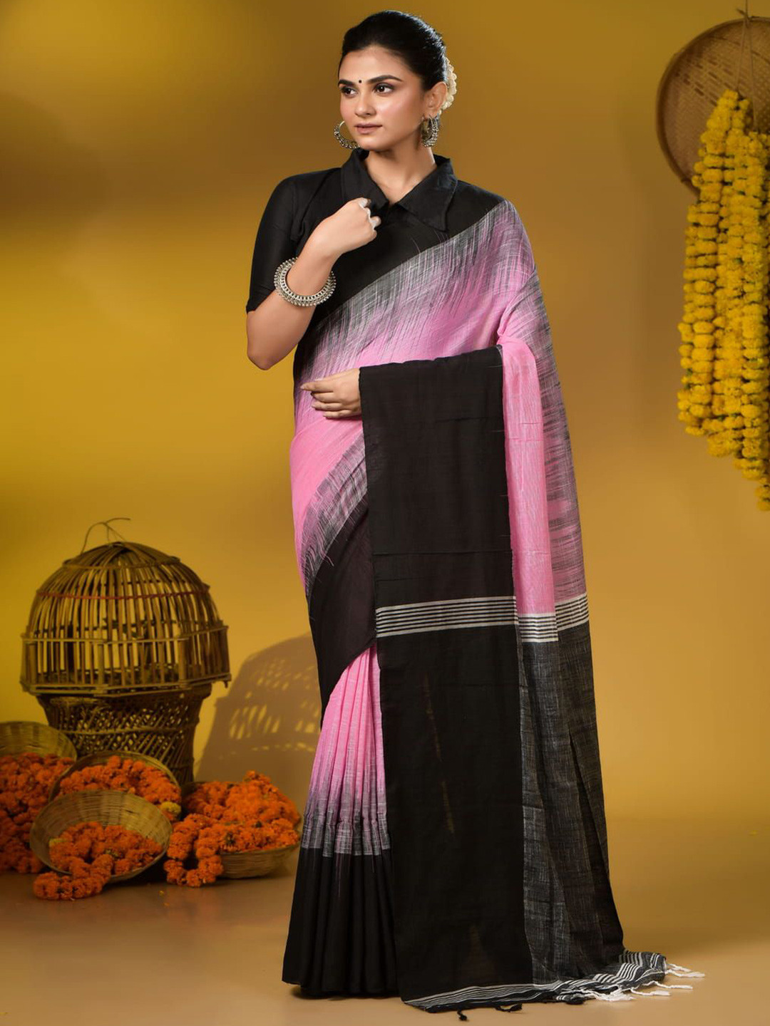 T.J. SAREES  Ikkat Woven Design Pure Cotton Handloom Khadi Saree