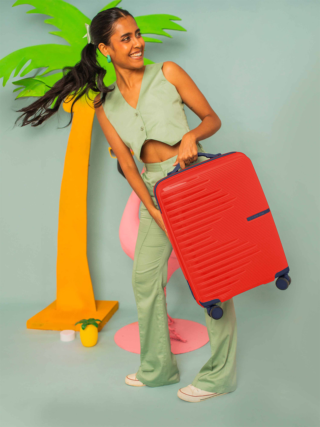 Nasher Miles Havelock Polypropylene TSA Lock Cabin Red Trolley Bag - 20 Inch (55 cm)